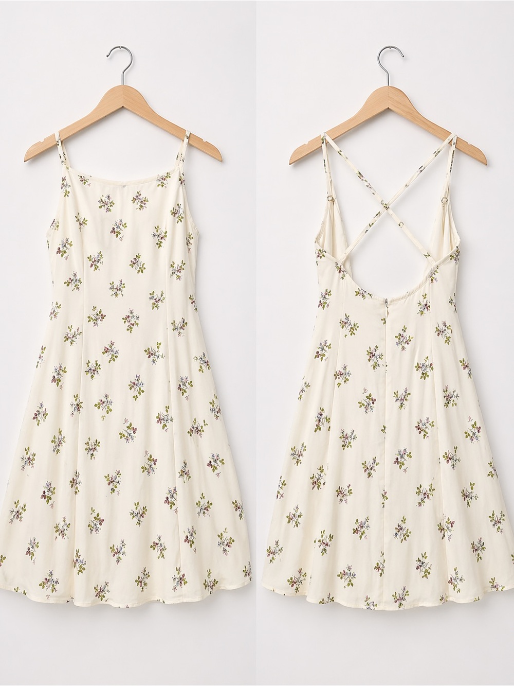 Ralph Lauren Denim & Supply Cream Floral & Knee Length Dress | Strappy Back | S